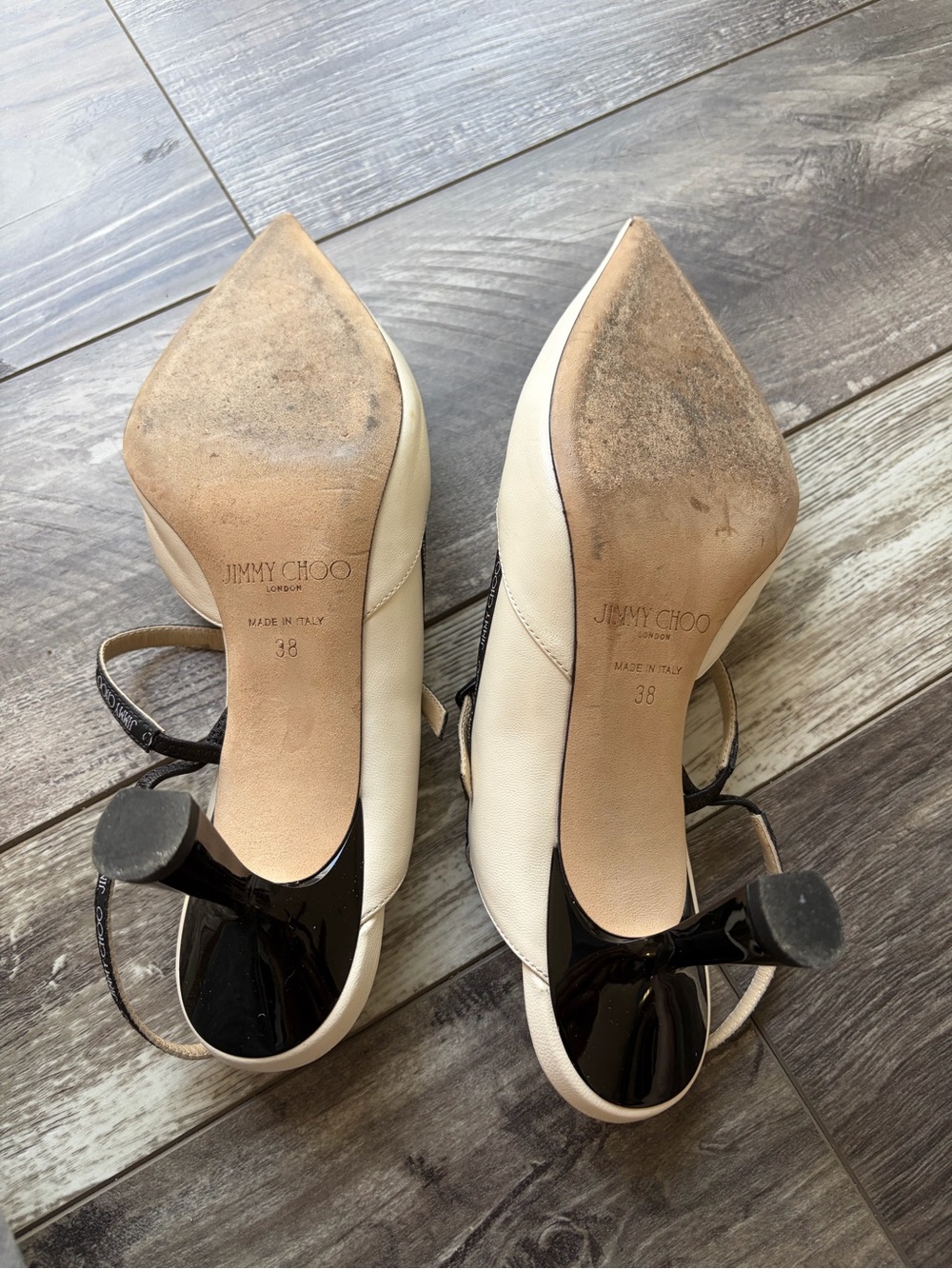 Jimmy Choo Cream Napa leather sling back pointed low heels with duster bag/box - Picture 7 of 10